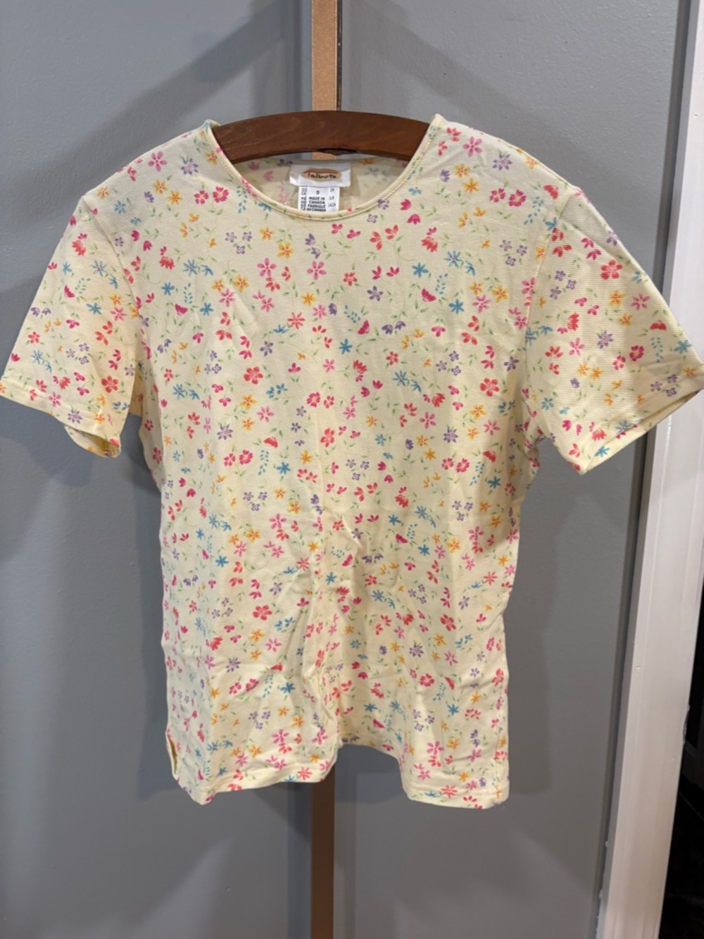 Talbots Cream Short-Sleeve Tee with Pink, Blue & Yellow Floral Print